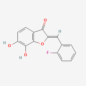 molecular formula C15H9FO4 B7891233 (2Z)-2-[(2-fluorophenyl)methylidene]-6,7-dihydroxy-1-benzofuran-3-one 