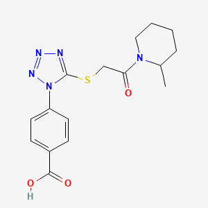 molecular formula C16H19N5O3S B7891383 4-[5-[2-(2-Methylpiperidin-1-yl)-2-oxoethyl]sulfanyltetrazol-1-yl]benzoic acid 