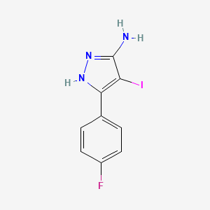 molecular formula C9H7FIN3 B7891468 5-(4-fluorophenyl)-4-iodo-1H-pyrazol-3-amine 