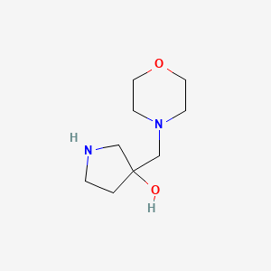 molecular formula C9H18N2O2 B7891522 3-[(Morpholin-4-yl)methyl]pyrrolidin-3-ol 