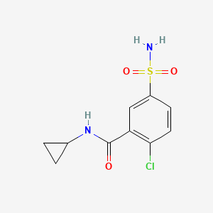 molecular formula C10H11ClN2O3S B7891683 2-chloro-N-cyclopropyl-5-sulfamoylbenzamide 