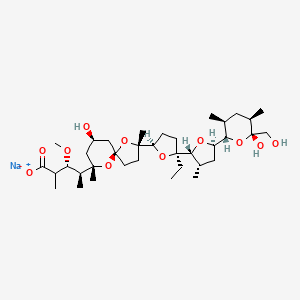 molecular formula C36H61NaO11 B7892351 sodium;(3R,4S)-4-[(2S,5R,7S,9R)-2-[(2R,5S)-5-ethyl-5-[(2R,3S,5R)-5-[(2S,3S,5R,6R)-6-hydroxy-6-(hydroxymethyl)-3,5-dimethyloxan-2-yl]-3-methyloxolan-2-yl]oxolan-2-yl]-9-hydroxy-2,7-dimethyl-1,6-dioxaspiro[4.5]decan-7-yl]-3-methoxy-2-methylpentanoate 
