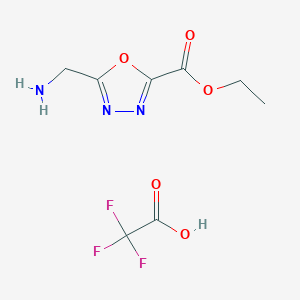 molecular formula C8H10F3N3O5 B7892403 Ethyl 5-(aminomethyl)-1,3,4-oxadiazole-2-carboxylate 2,2,2-trifluoroacetate 