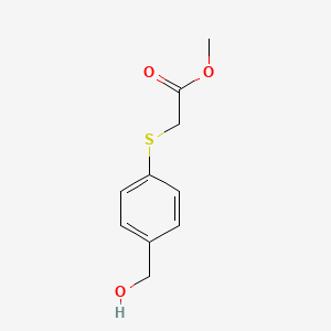 molecular formula C10H12O3S B7892642 Methyl 2-[4-(hydroxymethyl)phenyl]sulfanylacetate 