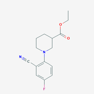 molecular formula C15H17FN2O2 B7892733 Ethyl 1-(2-cyano-4-fluorophenyl)piperidine-3-carboxylate 