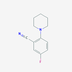 molecular formula C12H13FN2 B7892744 5-Fluoro-2-(piperidin-1-yl)benzonitrile 
