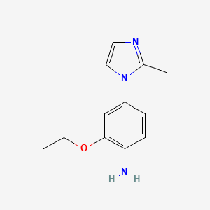 molecular formula C12H15N3O B7892772 2-Ethoxy-4-(2-methyl-1H-imidazol-1-yl)aniline 