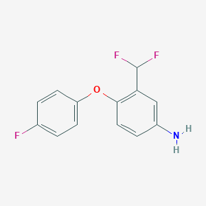 molecular formula C13H10F3NO B7892888 3-(Difluoromethyl)-4-(4-fluorophenoxy)aniline 