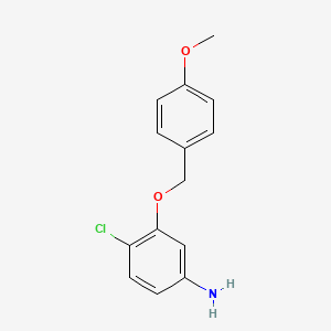 molecular formula C14H14ClNO2 B7893182 4-Chloro-3-(4-methoxy-benzyloxy)-phenylamine 