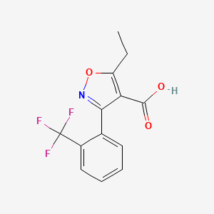 molecular formula C13H10F3NO3 B7893392 5-Ethyl-3-(2-(trifluoromethyl)phenyl)isoxazole-4-carboxylic acid 