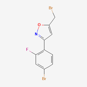 molecular formula C10H6Br2FNO B7893396 3-(4-Bromo-2-fluorophenyl)-5-(bromomethyl)-1,2-oxazole 