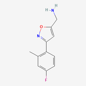 molecular formula C11H11FN2O B7893404 [3-(4-Fluoro-2-methylphenyl)-1,2-oxazol-5-yl]methanamine 