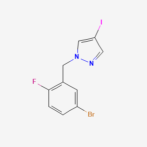 molecular formula C10H7BrFIN2 B7893626 1-[(5-Bromo-2-fluorophenyl)methyl]-4-iodo-1H-pyrazole 