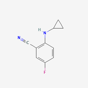 molecular formula C10H9FN2 B7893794 2-(Cyclopropylamino)-5-fluorobenzonitrile 