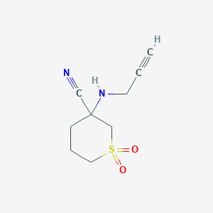 molecular formula C9H12N2O2S B7894019 3-(Prop-2-yn-1-ylamino)tetrahydro-2H-thiopyran-3-carbonitrile 1,1-dioxide 