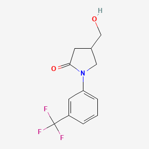 molecular formula C12H12F3NO2 B7894340 4-(Hydroxymethyl)-1-(3-(trifluoromethyl)phenyl)pyrrolidin-2-one 
