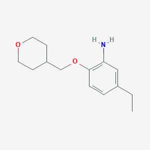 molecular formula C14H21NO2 B7894378 5-Ethyl-2-((tetrahydro-2H-pyran-4-yl)methoxy)aniline 