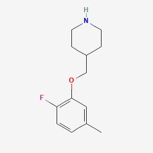 molecular formula C13H18FNO B7894653 4-[(2-Fluoro-5-methylphenoxy)methyl]piperidine 