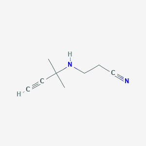 molecular formula C8H12N2 B7895038 3-[(2-Methylbut-3-yn-2-yl)amino]propanenitrile 