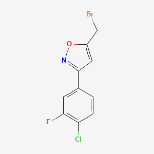 molecular formula C10H6BrClFNO B7895117 5-(Bromomethyl)-3-(4-chloro-3-fluorophenyl)-1,2-oxazole 