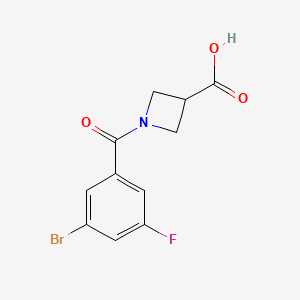 molecular formula C11H9BrFNO3 B7895172 1-(3-Bromo-5-fluorobenzoyl)azetidine-3-carboxylic acid 