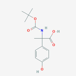 molecular formula C14H19NO5 B7895276 2-{[(Tert-butoxy)carbonyl]amino}-2-(4-hydroxyphenyl)propanoic acid 