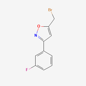 molecular formula C10H7BrFNO B7895330 5-(Bromomethyl)-3-(3-fluorophenyl)-1,2-oxazole 