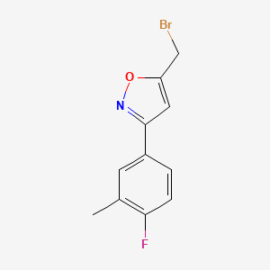 molecular formula C11H9BrFNO B7895345 5-(Bromomethyl)-3-(4-fluoro-3-methylphenyl)-1,2-oxazole 
