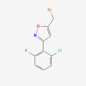 molecular formula C10H6BrClFNO B7895351 5-(Bromomethyl)-3-(2-chloro-6-fluorophenyl)-1,2-oxazole 