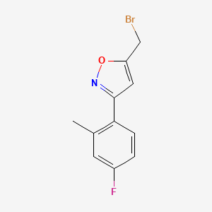 molecular formula C11H9BrFNO B7895356 5-(Bromomethyl)-3-(4-fluoro-2-methylphenyl)-1,2-oxazole 