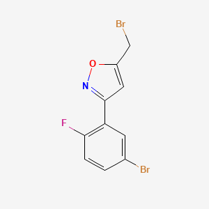 molecular formula C10H6Br2FNO B7895381 3-(5-Bromo-2-fluorophenyl)-5-(bromomethyl)-1,2-oxazole 