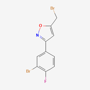 molecular formula C10H6Br2FNO B7895392 3-(3-Bromo-4-fluorophenyl)-5-(bromomethyl)-1,2-oxazole 