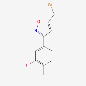 molecular formula C11H9BrFNO B7895401 5-(Bromomethyl)-3-(3-fluoro-4-methylphenyl)-1,2-oxazole 