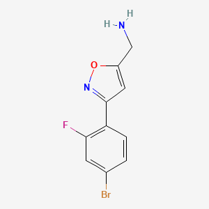 molecular formula C10H8BrFN2O B7895425 [3-(4-Bromo-2-fluorophenyl)-1,2-oxazol-5-yl]methanamine 