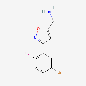 molecular formula C10H8BrFN2O B7895448 [3-(5-Bromo-2-fluorophenyl)-1,2-oxazol-5-yl]methanamine 