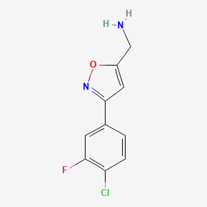 molecular formula C10H8ClFN2O B7895467 [3-(4-Chloro-3-fluorophenyl)-1,2-oxazol-5-yl]methanamine 