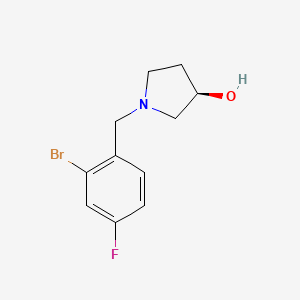 molecular formula C11H13BrFNO B7895529 (3R)-1-[(2-bromo-4-fluorophenyl)methyl]pyrrolidin-3-ol 