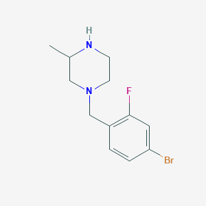 molecular formula C12H16BrFN2 B7895852 1-[(4-Bromo-2-fluorophenyl)methyl]-3-methylpiperazine 