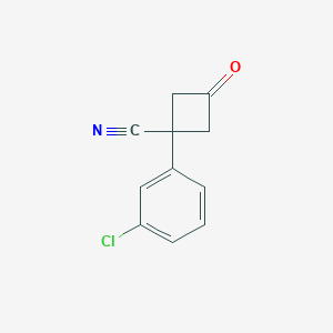 molecular formula C11H8ClNO B7895922 1-(3-Chlorophenyl)-3-oxocyclobutane-1-carbonitrile 