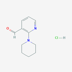 molecular formula C11H15ClN2O B7895958 2-(Piperidin-1-yl)nicotinaldehyde hydrochloride 