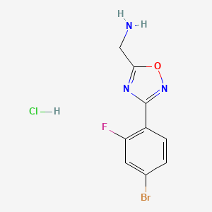 molecular formula C9H8BrClFN3O B7896012 (3-(4-Bromo-2-fluorophenyl)-1,2,4-oxadiazol-5-yl)methanamine hydrochloride 
