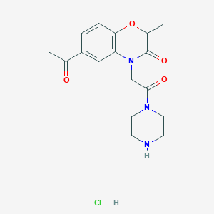 molecular formula C17H22ClN3O4 B7896466 6-Acetyl-2-methyl-4-(2-oxo-2-piperazin-1-ylethyl)-1,4-benzoxazin-3-one;hydrochloride 