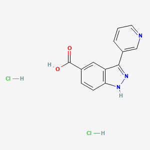 molecular formula C13H11Cl2N3O2 B7896474 3-(pyridin-3-yl)-1H-indazole-5-carboxylic acid dihydrochloride 