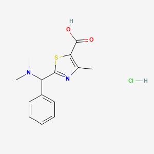 molecular formula C14H17ClN2O2S B7896481 2-[(Dimethylamino)(phenyl)methyl]-4-methyl-1,3-thiazole-5-carboxylic acid hydrochloride 