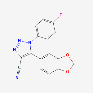 molecular formula C16H9FN4O2 B7896558 5-(1,3-Benzodioxol-5-yl)-1-(4-fluorophenyl)-1H-1,2,3-triazole-4-carbonitrile 