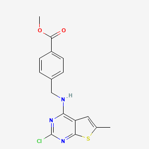 molecular formula C16H14ClN3O2S B7896648 Methyl 4-[[(2-chloro-6-methylthieno[2,3-d]pyrimidin-4-yl)amino]methyl]benzoate 