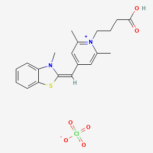 4-[2,6-dimethyl-4-[(E)-(3-methyl-1,3-benzothiazol-2-ylidene)methyl]pyridin-1-ium-1-yl]butanoic acid;perchlorate