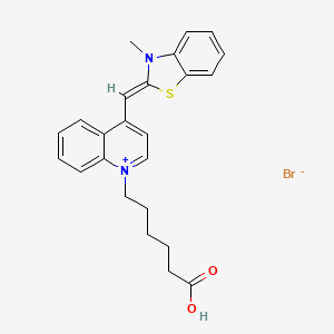6-[4-[(Z)-(3-methyl-1,3-benzothiazol-2-ylidene)methyl]quinolin-1-ium-1-yl]hexanoic acid;bromide