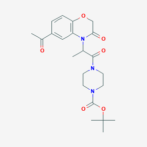 molecular formula C22H29N3O6 B7896683 Tert-butyl 4-[2-(6-acetyl-3-oxo-1,4-benzoxazin-4-yl)propanoyl]piperazine-1-carboxylate 