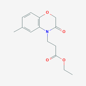 molecular formula C14H17NO4 B7896684 ethyl 3-(6-methyl-3-oxo-2,3-dihydro-4H-1,4-benzoxazin-4-yl)propanoate 